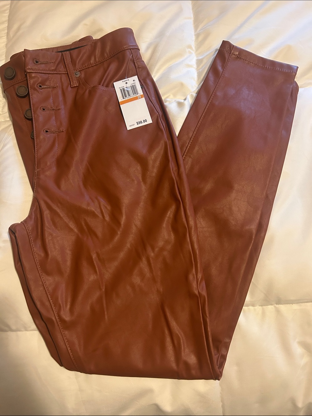 Blank NYC Rust Brown Faux Leather High-Waist Pants